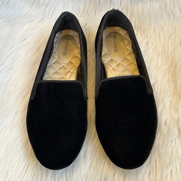 Birdies The Starling Velvet Flat Slip On Loafers Shoes Smoking Slippers, Black - Picture 6 of 14